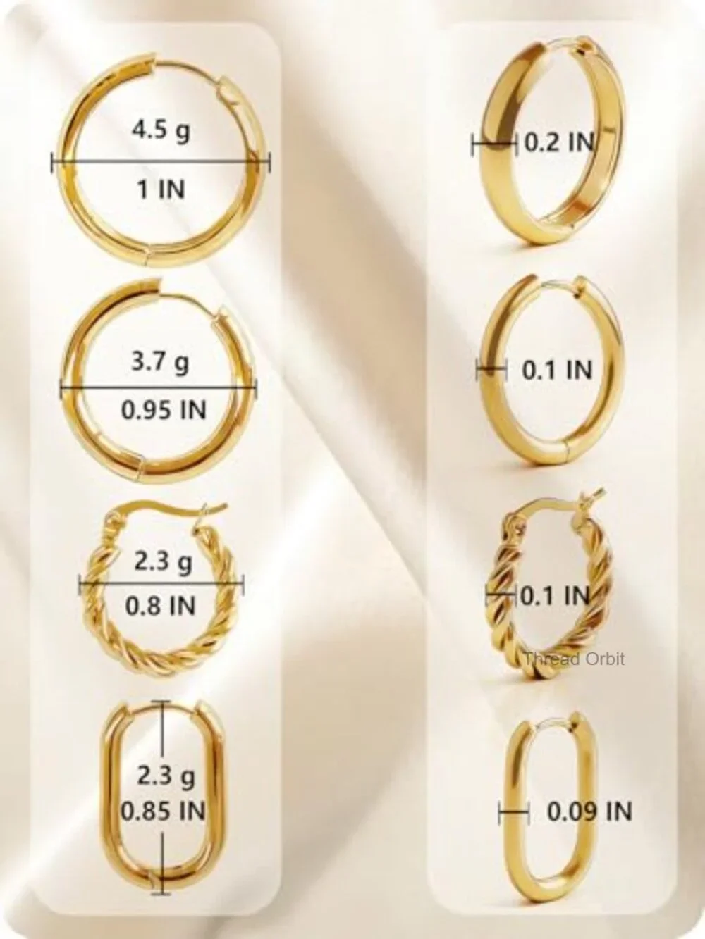 4 Pair Gold Hoop Earrings Set Huggie Twisted Gold Hoops Hypoallergenic